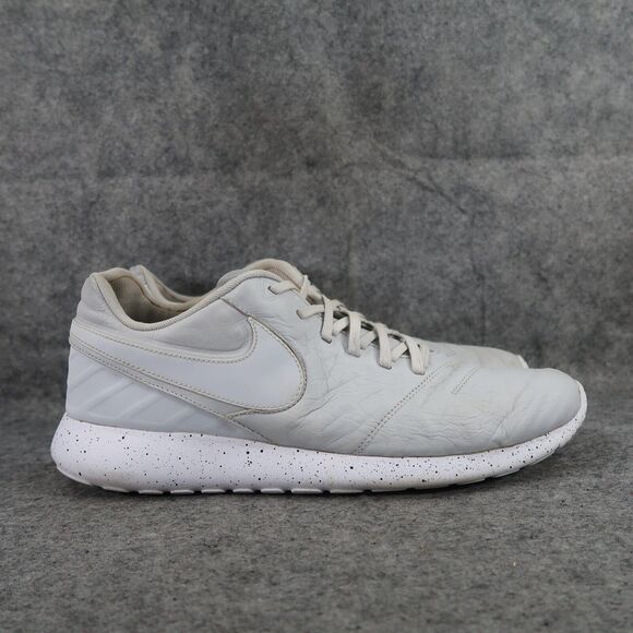 Nike Shoes Mens 13 Sneakers Roshe Tiempo VI Lifestyle Boot Triple White Leather - Picture 2 of 14
